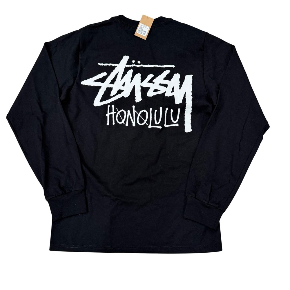 NWT Stussy Honolulu Hawaii Chapter Long Sleeves Tee Shirt Black Size Small